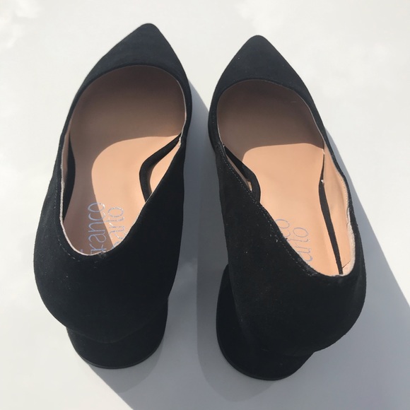 Black Suede Low Block Heel - Picture 5 of 7